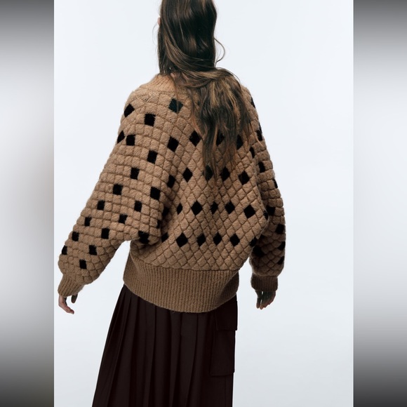 Bloggers Favorite- ZARA NEW WOMAN QUILTED KNIT JACKET CARDIGAN CAMEL 580… - Picture 6 of 12